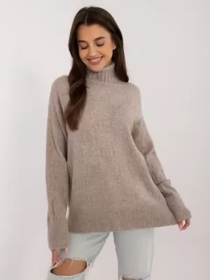 Dámský svetr WOOL FASHION ITALIA AT-SW-2342-1.35 DARK BEIGE