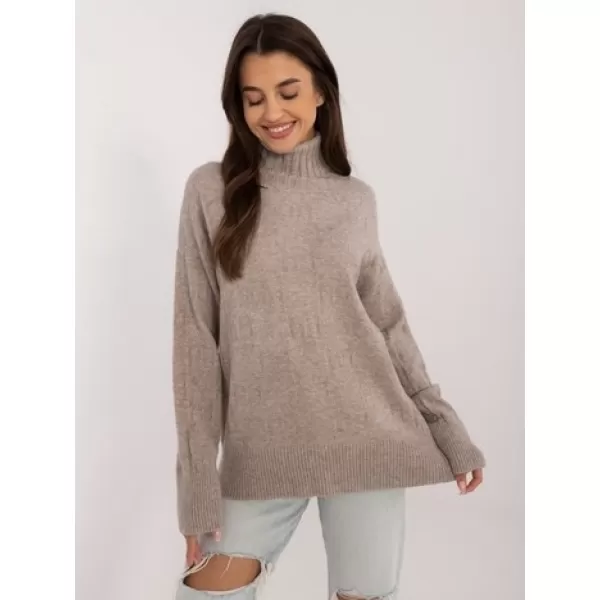  Dámský svetr WOOL FASHION ITALIA AT-SW-2342-1.35 DARK BEIGE 