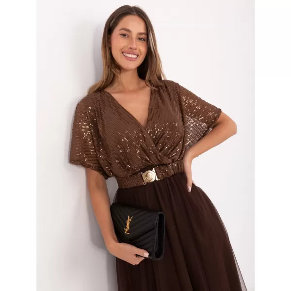  Dámské šaty ITALY MODA MI-SK-62464.27 BROWN 