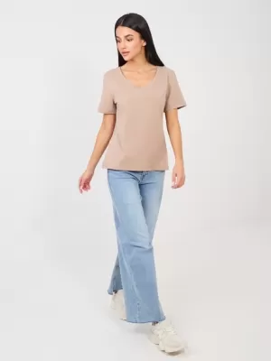 Dámské tričko RUE PARIS RV-TS-A1095.33 DARK BEIGE