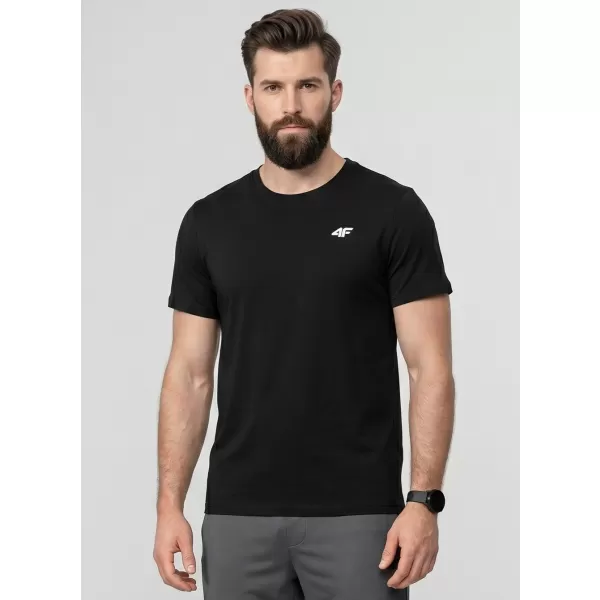  Pánské triko 4F 4FWAW25TTSHM2373 DEEP BLACK 