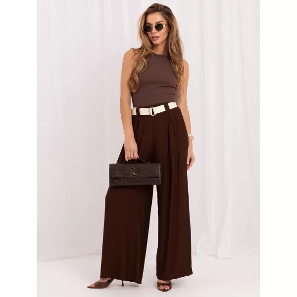  Dámské kalhoty RUE PARIS IT-SP-10358.16 DARK BROWN 