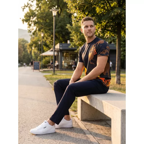  Pánské volnočasové triko premium ALTISPORT VOJ/ALM130TR06 ČERNÁ-ORANŽOVÁ 