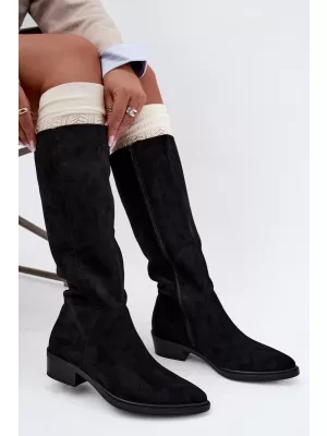 Dámské kozačky BOTO 6502-1 BLACK SUEDE