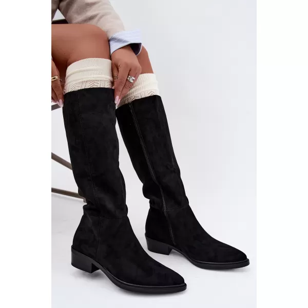  Dámské kozačky BOTO 6502-1 BLACK SUEDE 