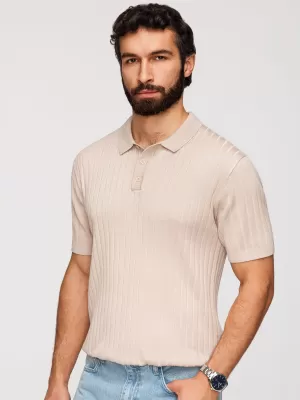 Pánské triko s límečkem OMBRE OM-POSS-0169 BEIGE