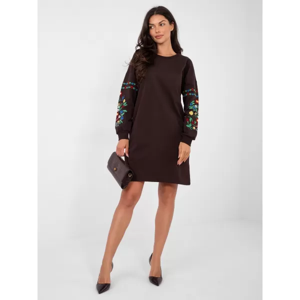  Dámské šaty RUE PARIS RV-SK-8979.94P DARK BROWN 