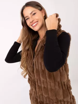 Dámská vesta WOOL FASHION ITALIA AT-KZ-2368-1.57 DARK BEIGE