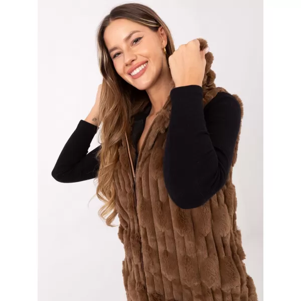  Dámská vesta WOOL FASHION ITALIA AT-KZ-2368-1.57 DARK BEIGE 