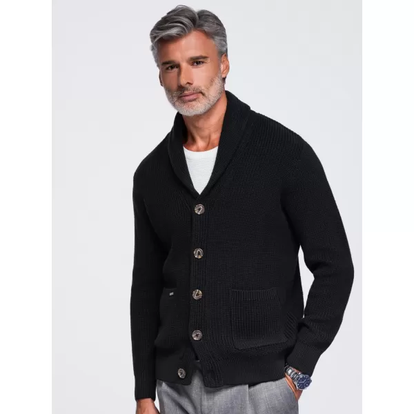  Pánský kardigan OMBRE OM-SWCD-0200 BLACK 