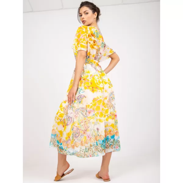  Dámské šaty ITALY MODA DHJ-SK-15967-1.01P WHITE-YELLOW 