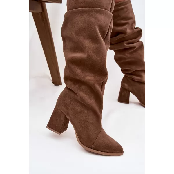  Dámské kozačky ZAZOO 4228 LIGHT BROWN 