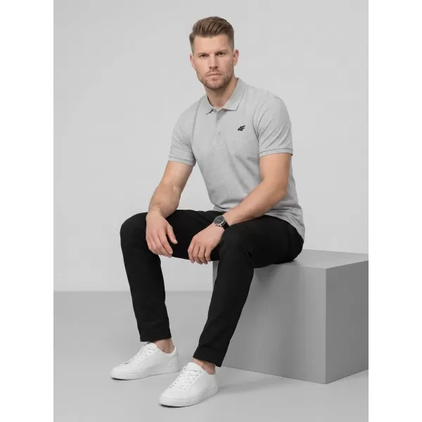  Pánské triko s límečkem 4F 4FWMM00TPTSM0770 DARK GREY MELANGE 