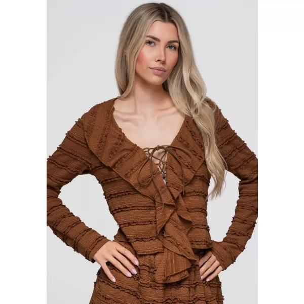  Dámská blůza OMBRE OW-TS-E0067 LIGHT BROWN 