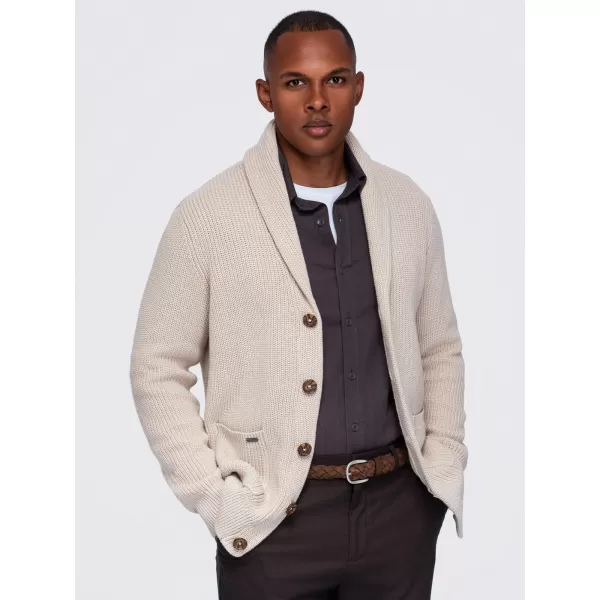  Pánský kardigan OMBRE OM-SWCD-0200 BEIGE 