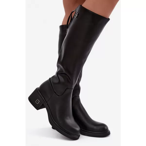  Dámské kozačky VINCEZA 67056 LEATHER BLACK 