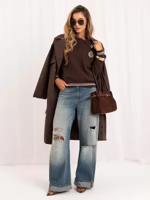 Dámský svetr FACTORY PRICE PM-SW-J02.16 BROWN