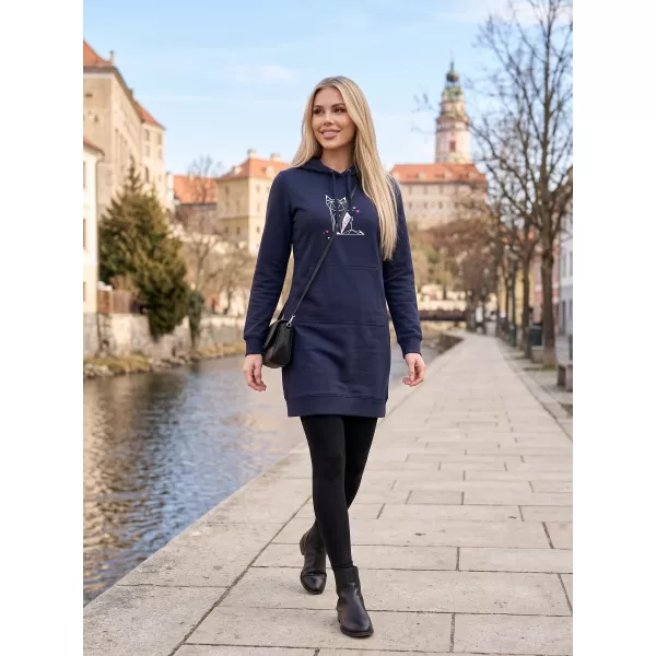  Dámská prodloužená mikina ALTISPORT ALW091419 NÁMOŘNÍ MODRÁ 