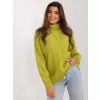 Dámský copánkový svetr WOOL FASHION ITALIA AT-SW-2355-2.30X OLIVE