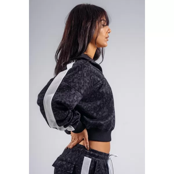  Half-zip mikina s leopardím vzorem NEBBIA PRIMAL 866 BLACK LEOPARD 