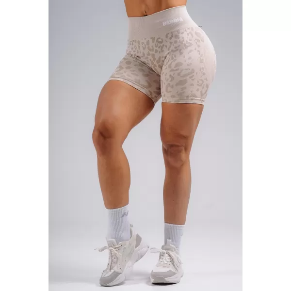  Kompresní push-up šortky s leopardím vzorem NEBBIA PRIMAL 856 CREAM LEOPARD 