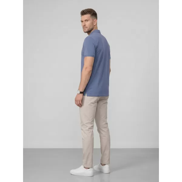  Pánské triko s límečkem 4F 4FWMM00TPTSM0770 DENIM 
