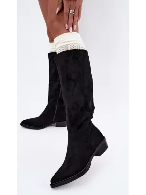 Dámské kozačky BOTO 6502-1 BLACK SUEDE