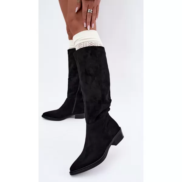  Dámské kozačky BOTO 6502-1 BLACK SUEDE 
