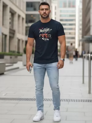 Pásnké triko DSTREET TMAVĚ MODRÁ