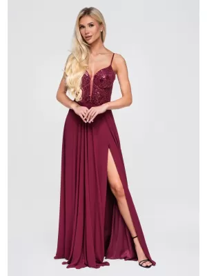 Dámské šaty LARICA LA-OM-DLR374 MAROON