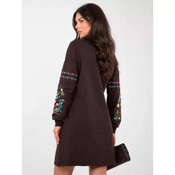  Dámské šaty RUE PARIS RV-SK-8979.94P DARK BROWN 
