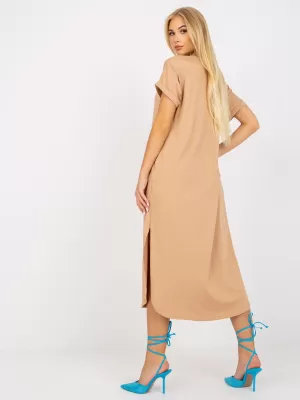 Dámské šaty OCH BELLA TW-SK-OB031.11 CAMEL