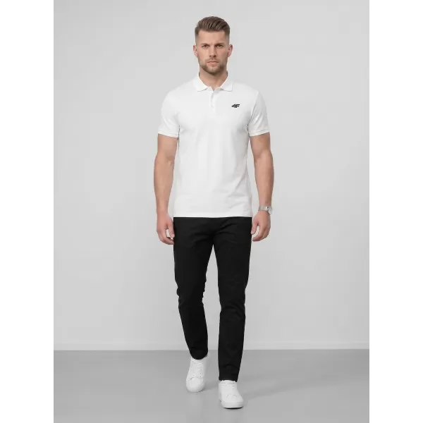  Pánské triko s límečkem 4F 4FWMM00TPTSM0770 WHITE 