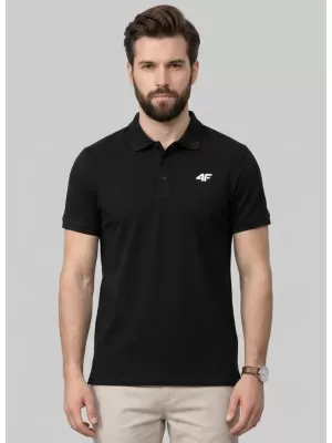 Pánské triko s límečkem 4F 4FWMM00TPTSM0771 DEEP BLACK