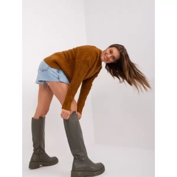  Dámský svetr WOOL FASHION ITALIA AT-SW-2335-1.68P LIGHT BROWN 