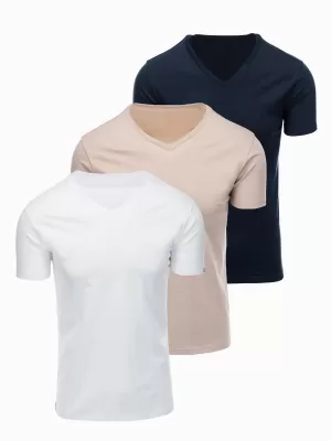 Pánské triko OMBRE OM-TSBS-0281 WHITE/SAND/NAVY