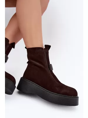 Dámské kotníkové boty D&A CR62-3448 CHOCOLATE