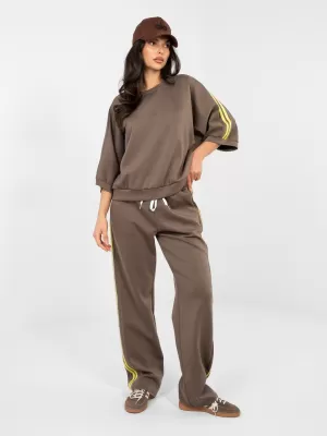 Dámská tepláková souprava RUE PARIS IT-KMPL-22215.77 BROWN