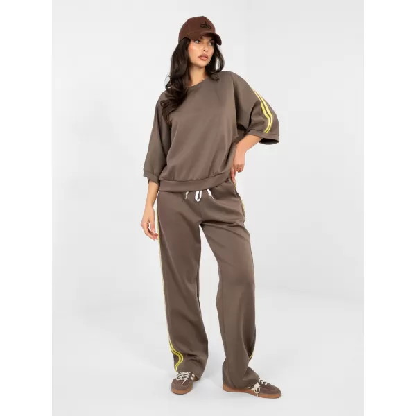  Dámská tepláková souprava RUE PARIS IT-KMPL-22215.77 BROWN 