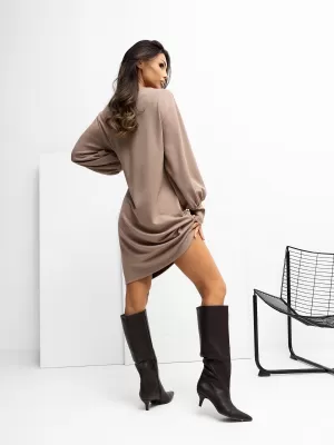 Dámské šaty RUE PARIS RV-SK-A1059.17 DARK BEIGE
