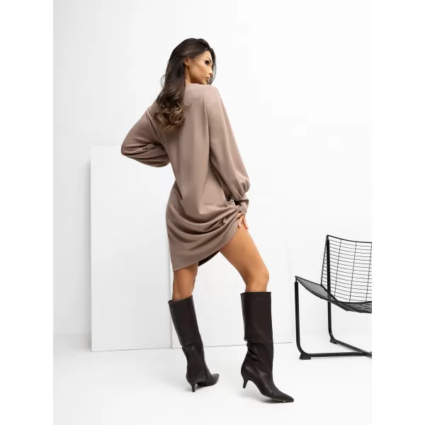  Dámské šaty RUE PARIS RV-SK-A1059.17 DARK BEIGE 