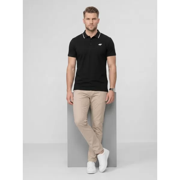  Pánské triko s límečkem 4F 4FWMM00TPTSM0773 DEEP BLACK 