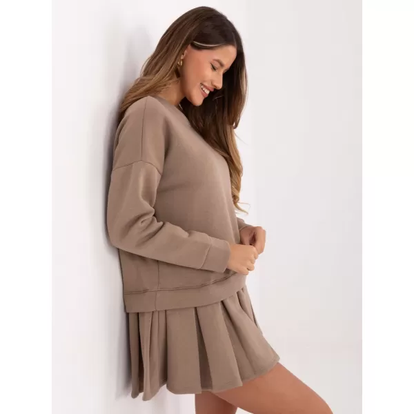  Dámské šaty RUE PARIS MI-SK-3249.98 DARK BEIGE 