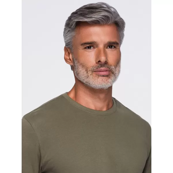  Pánské tričko OMBRE OM-LSBL-0142 DARK OLIVE 