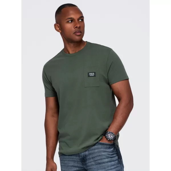  Pánské tričko OMBRE OM-TSCT-0305 DARK OLIVE 