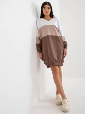 Dámské šaty RUE PARIS RV-SK-8382.31 WHITE-BROWN