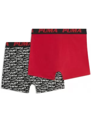 Dětské boxerky PUMA BOYS SCATTERED LOGO PRINT BOXERS 2P 94780303 RED/BLACK