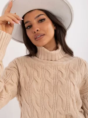 Dámský svetr WOOL FASHION ITALIA AT-SW-23445.00 BEIGE