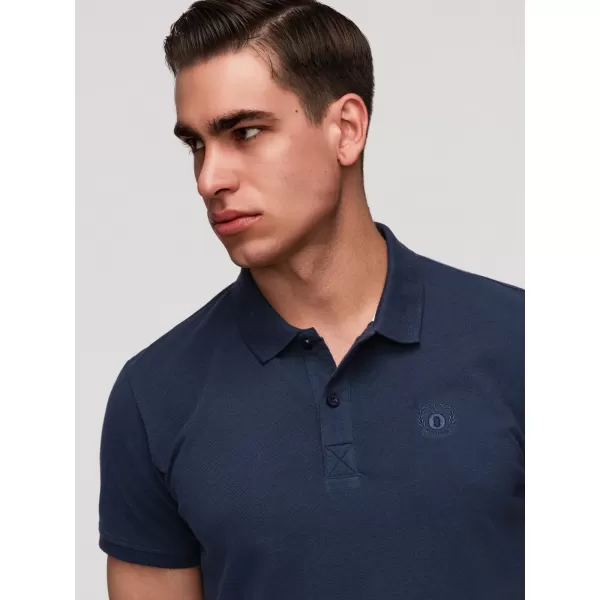  Pánské triko s límečkem OMBRE OM-POBS-0171 BLACK/ NAVY/WHITE 