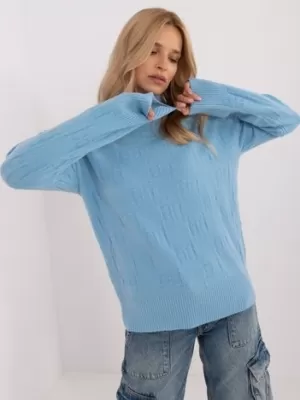 Dámský svetr WOOL FASHION ITALIA AT-SW-2342-1.35 LIGHT BLUE